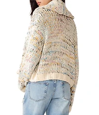 Steve Madden Enid Mixed Yarn Shawl Collar Long Sleeve Sweater