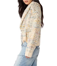 Steve Madden Enid Mixed Yarn Shawl Collar Long Sleeve Sweater