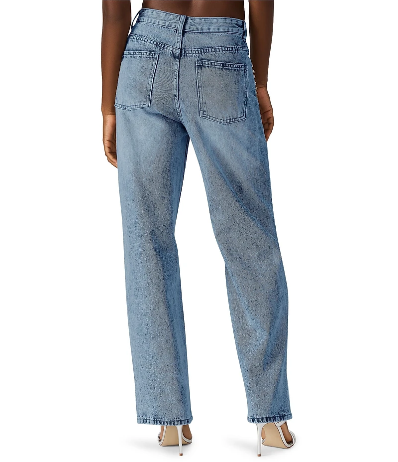 Steve Madden Eras High Rise Straight Leg Embellished Jeans