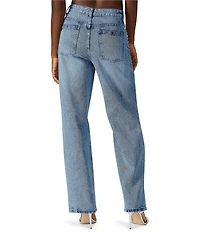 Steve Madden Eras High Rise Straight Leg Embellished Jeans
