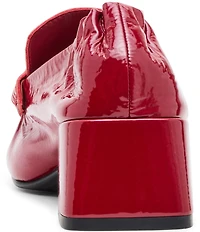 Steve Madden Estee Crinkle Patent Leather Block Heel Penny Loafer Pumps