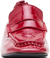 Steve Madden Estee Crinkle Patent Leather Block Heel Penny Loafer Pumps