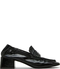 Steve Madden Estee Crinkle Patent Leather Block Heel Penny Loafer Pumps