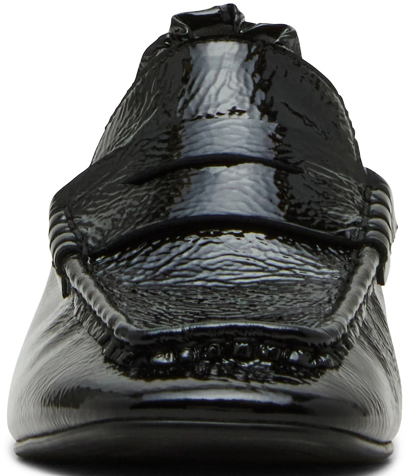 Steve Madden Estee Crinkle Patent Leather Block Heel Penny Loafer Pumps