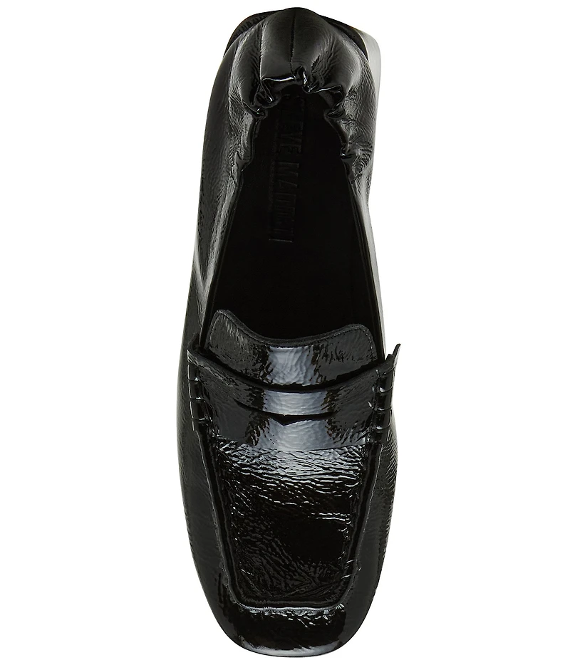 Steve Madden Estee Crinkle Patent Leather Block Heel Penny Loafer Pumps