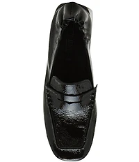 Steve Madden Estee Crinkle Patent Leather Block Heel Penny Loafer Pumps