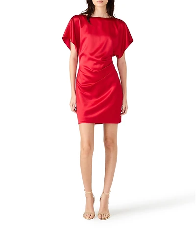 Steve Madden Everlee Woven Boat Neck Short Sleeve Sheath Dress