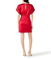 Steve Madden Everlee Woven Boat Neck Short Sleeve Sheath Dress