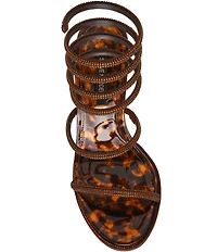 Steve Madden Exotica Patent Tortoise Rhinestone Embellished Ankle Wrap Dress Sandals