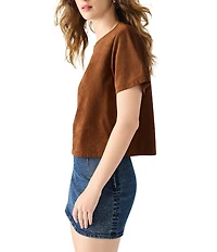 Steve Madden Ezra Faux Suede Crew Neck Short Sleeve Top