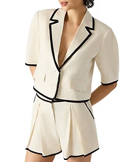 Steve Madden Fable Notch Lapel Neck Puff Sleeve Cropped Coordinating Blazer