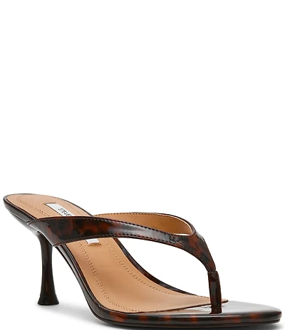 Steve Madden Faroh Tortoise Print Patent Thong Dress Sandals