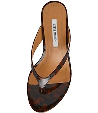 Steve Madden Faroh Tortoise Print Patent Thong Dress Sandals
