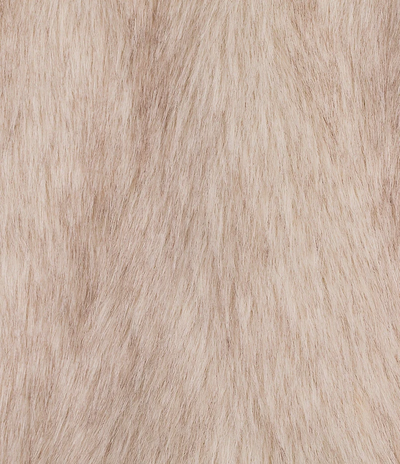 Steve Madden Faux Fur Woven Notch Lapel Collar Long Sleeve Cropped Jacket