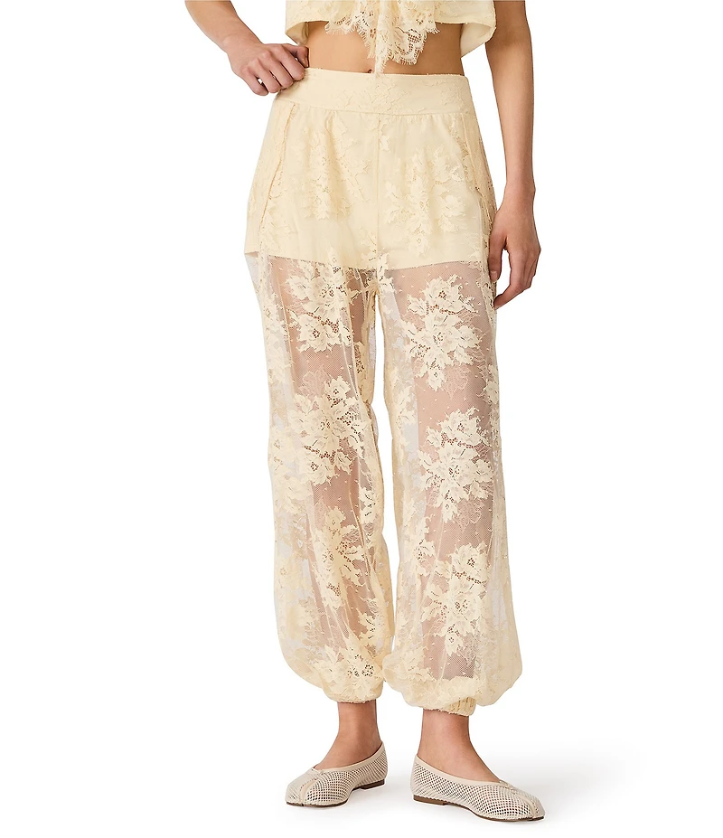 Steve Madden Faya Lace High Rise Balloon Wide Leg Pants