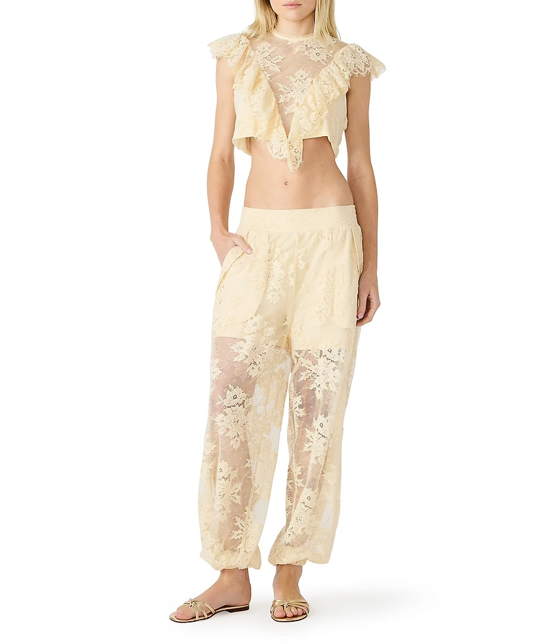 Steve Madden Faya Lace High Rise Balloon Wide Leg Pants