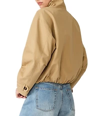 Steve Madden Fayden Twill Funnel Neck Long Sleeve Bubble Hem Trench Jacket