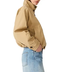 Steve Madden Fayden Twill Funnel Neck Long Sleeve Bubble Hem Trench Jacket