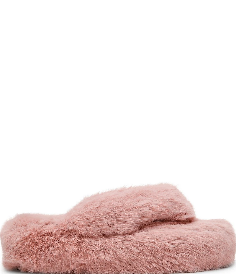 Steve Madden Fizzy Faux Fur Thong Slippers