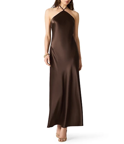 Steve Madden Flora Halter Satin Maxi Dress