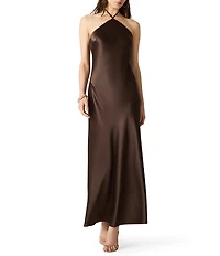 Steve Madden Flora Halter Satin Maxi Dress