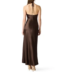 Steve Madden Flora Halter Satin Maxi Dress