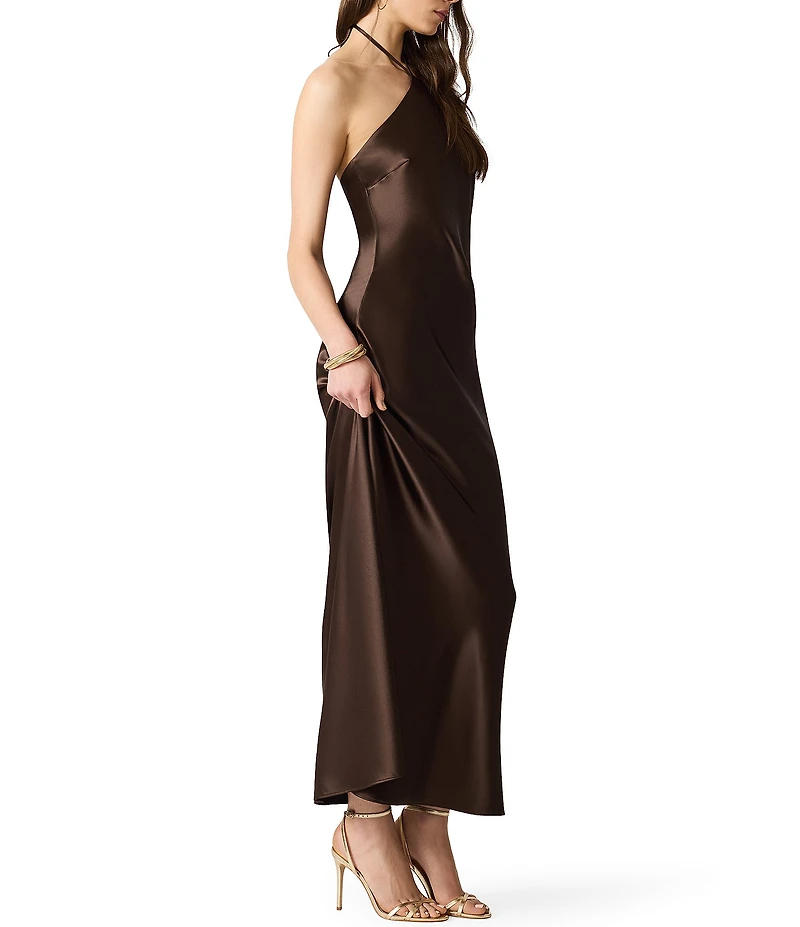 Steve Madden Flora Halter Satin Maxi Dress