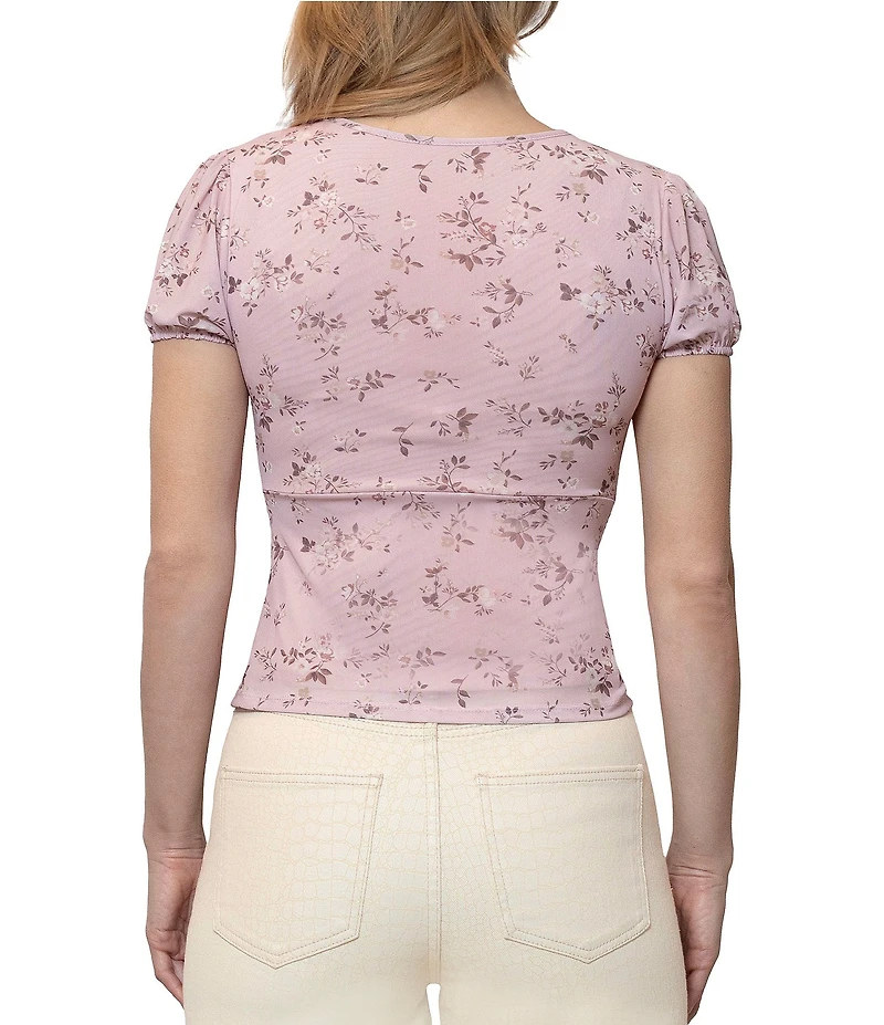 Steve Madden Floral Print Baby Doll Puff Sleeve Top