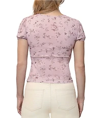 Steve Madden Floral Print Baby Doll Puff Sleeve Top