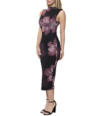 Steve Madden Floral Print Ruched Midi Dress