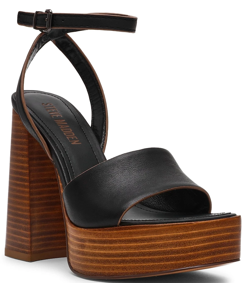 Steve Madden Floria Leather Ankle Strap Platform Sandals