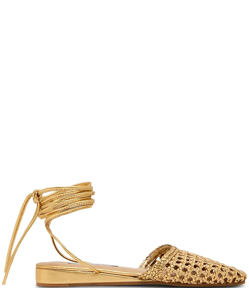 Steve Madden Flutter Woven Ankle Wrap Mules