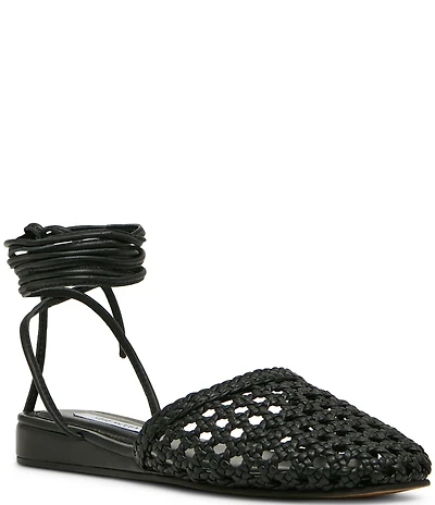 Steve Madden Flutter Woven Ankle Wrap Mules