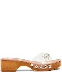 Steve Madden Fredi Clear Vinyl Buckled Platform Slide Sandals