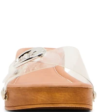 Steve Madden Fredi Clear Vinyl Buckled Platform Slide Sandals
