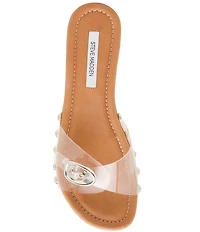 Steve Madden Fredi Clear Vinyl Buckled Platform Slide Sandals