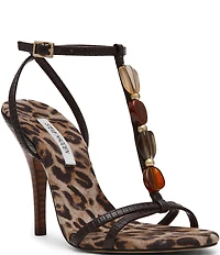 Steve Madden Frenzi Leopard Print Beaded Ornament Dress Sandals