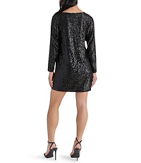 Steve Madden Ginger Sequin Boat Neck Long Sleeve Dress