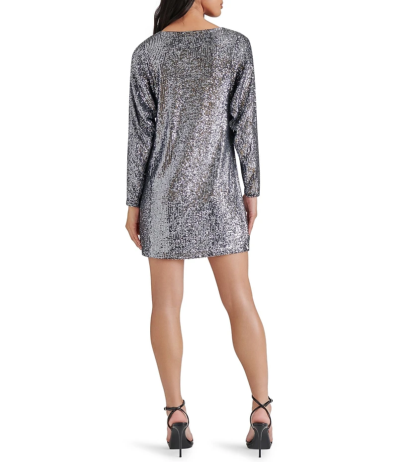 Steve Madden Ginger Sequin Boat Neck Long Sleeve Dress