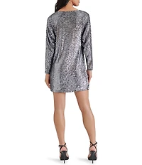 Steve Madden Ginger Sequin Boat Neck Long Sleeve Dress