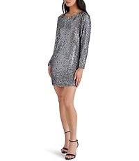 Steve Madden Ginger Sequin Boat Neck Long Sleeve Dress
