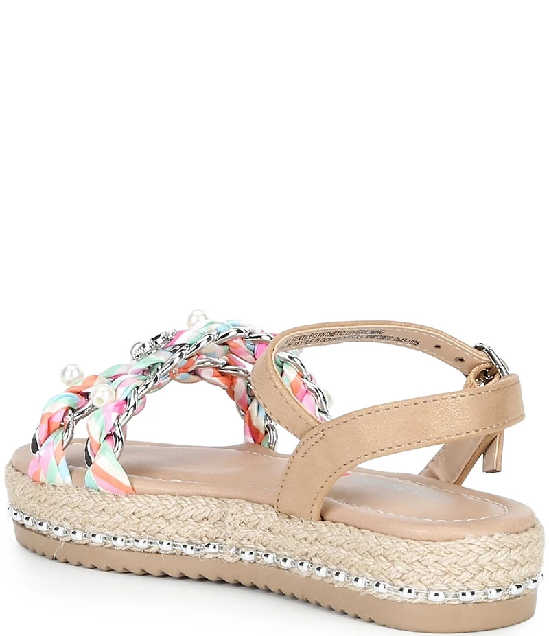 Steve Madden Girls' J-Gizmo Printed Charm Chain Hardware Flatform Sandals (Youth)