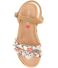 Steve Madden Girls' J-Gizmo Printed Charm Chain Hardware Flatform Sandals (Youth)