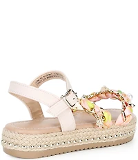 Steve Madden Girls' J-Gizmo Printed Charm Chain Hardware Flatform Sandals (Youth)
