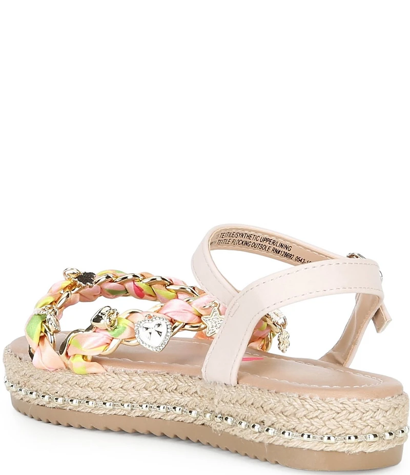 Steve Madden Girls' J-Gizmo Printed Charm Chain Hardware Flatform Sandals (Youth)