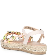 Steve Madden Girls' J-Gizmo Printed Charm Chain Hardware Flatform Sandals (Youth)
