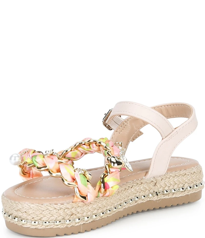 Steve Madden Girls' J-Gizmo Printed Charm Chain Hardware Flatform Sandals (Youth)