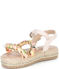 Steve Madden Girls' J-Gizmo Printed Charm Chain Hardware Flatform Sandals (Youth)