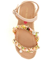 Steve Madden Girls' J-Gizmo Printed Charm Chain Hardware Flatform Sandals (Youth)