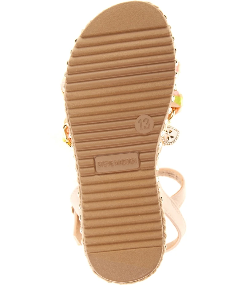 Steve Madden Girls' J-Gizmo Printed Charm Chain Hardware Flatform Sandals (Youth)